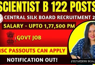 Central Silk Board Scientist B Online Form 2024, government job portal details on sarkariclerks.