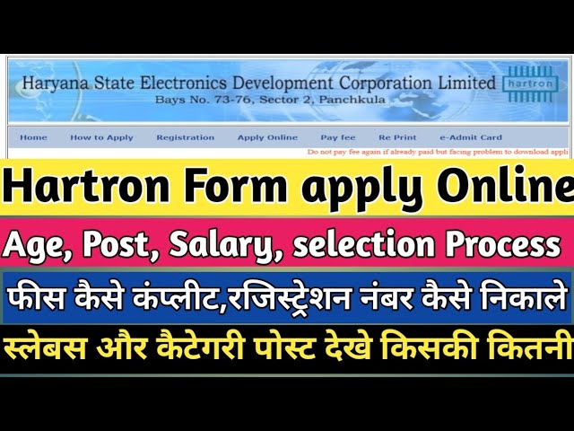 Hartron Data Entry Operator Online Form 2024 for 265 Post, government job portal details on sarkariclerks.